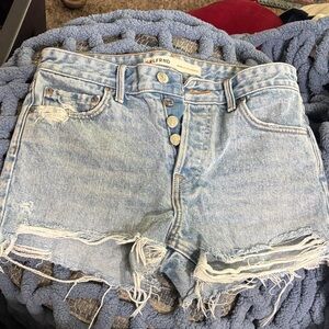 GRLFRND Light Wash Frayed Jean Shorts